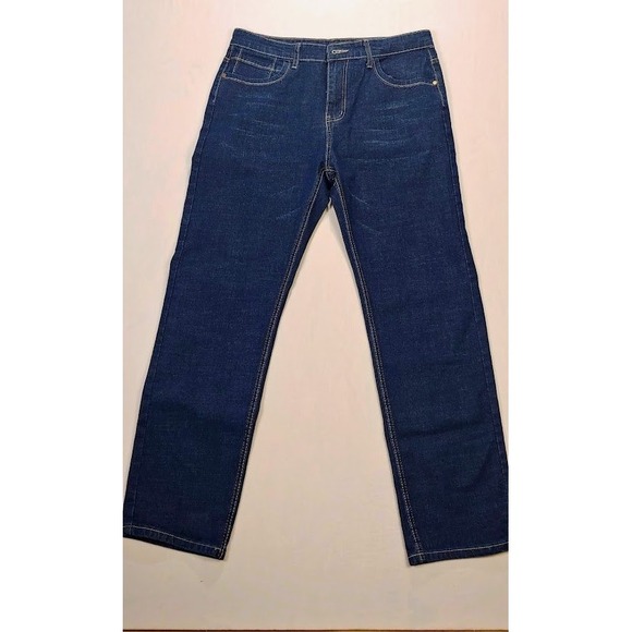 Jeans Wear Mens Dark Wash Straight Leg Jeans Classic Style Denim Pants Size 34 - Picture 1 of 8